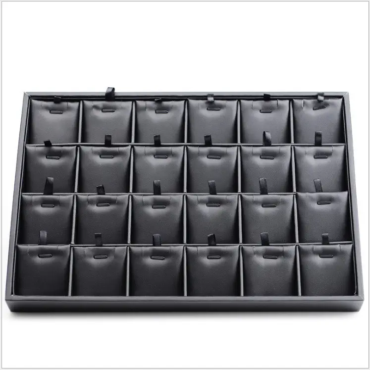 Luxury Black Jewelry Display Tray Earring Jewelry Packaging PU Leather Tray Organizer Jewelry Tray for exhibition