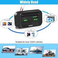 Prise de charge rapide USB double port PD à montage en surface, prise de courant 12V pour voiture avec interrupteur marche/arrêt pour camping-car, bus, camion, bateau, caravane