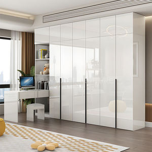 <span class=keywords><strong>Armoire</strong></span> blanche haute brillance avec bureau d'<span class=keywords><strong>ordinateur</strong></span> armoires de rangement pour salle de vêtements - Product Image 2