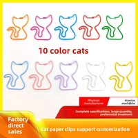 Clips en métal colorés en forme de chat, en stock, fournitures de bureau, vente en gros