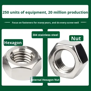 Écrou hexagonal en acier inoxydable 304 de grade 6.8, écrou de blocage à tête hexagonale M5/M6/M8/M10, connecteurs de fixation, marque Huayuanxing - Product Image 2