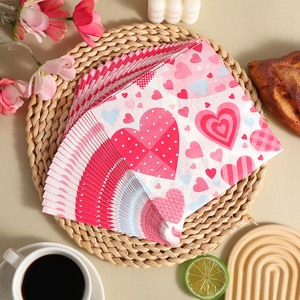 Printed Paper Napkins 33x33cm Romantic Heart Design Valentine'S Day Party Decorations Disposable Tableware - Product Image 2