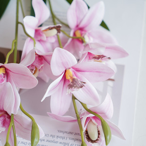 Orchidées Cymbidium artificielles en PVC souple, effet 3D, décoration de mariage - Product Image 4