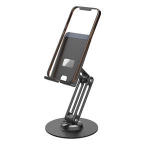 Support de téléphone de bureau en alliage d'aluminium avec base rotative à 360°, design pliable et flexible, hauteur réglable, pour téléphones de 2 à 8 pouces, C300 OEM - Product Image 1