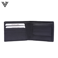 Dompet Lipat Ultra Tipis Premium, Tempat Kartu Sederhana, Dompet Pendek Kulit Nappa Kambing, Tempat Uang Minimalis Multifungsi untuk Pria VAND