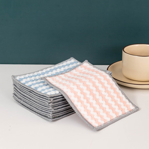 Kitchen Dishcloth Microfiber Square Stripe Pattern Water Absorbent Cleaning Cloth For Pots And Pans - Product Image 2