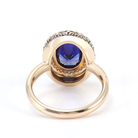Antique Design 10k bague en or bijoux fins VVS couleur femmes bagues bijoux bleu saphir ovale vintage bagues femmes pour fiançailles
