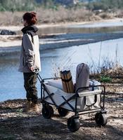 Chariot de camping tout-terrain pliable, robuste, imperméable, écologique, avec poignée réglable, outils industriels, capacité de charge de 150 kg