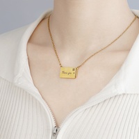 Collier pendentif enveloppe en acier inoxydable plaqué or 18 carats, nouveau design personnalisable pour la Saint-Valentin, avec carte amovible