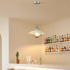 Suspension LED E27 style français, luminaire de plafond rond moderne pour bar et cuisine, éclairage domestique - Product Image 1