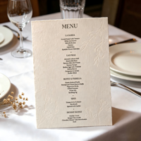 Cartes de menu en papier coton gaufré personnalisées, menu de dîner en papier texturé gaufré pour mariage et restaurant