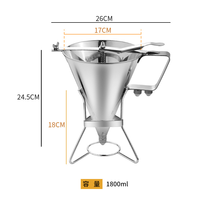 Distributeur de pâte à crêpes en acier inoxydable 1,8 L avec poignée et entonnoir Sirop et filtrage de crème Fournitures de restaurant d'hôtel