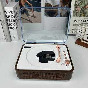 Lecteur CD de style tourne-disque rétro de qualité supérieure avec couvercle en acrylique, USB, Bluetooth, lumière RGB, haut-parleur stéréo Hi-Fi pour la décoration de la maison, cadeau - Product Image 4