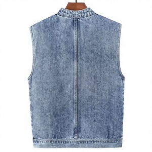 Gilet en jean patchwork pour homme, design personnalisé, vêtement d'extérieur décontracté sans manches, tendance streetwear, veste sans manches pour homme - Product Image 2