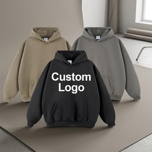 Sudadera con Capucha Extra Grande de Algodón con Logotipo Personalizado, Sudadera con Capucha de Color Sólido Informal para Hombre, Diseño Frontal Transpirable de Felpa Francesa - Product Image 3