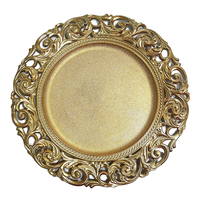 Assiettes de Présentation en Gros, Dorées de Luxe, de Haute Qualité, Durables, Réutilisables, à Design Creux en PP pour Mariages et Fêtes