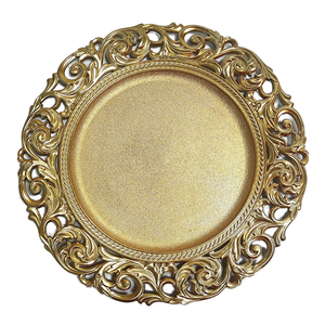 Assiettes de Présentation <span class=keywords><strong>en</strong></span> <span class=keywords><strong>Gros</strong></span>, Dorées de Luxe, de Haute Qualité, Durables, Réutilisables, à Design Creux <span class=keywords><strong>en</strong></span> PP pour Mariages et Fêtes - Product Image 3