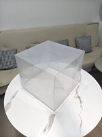 Boîte à gâteau carrée transparente en PET, base blanche, haute, en plastique transparent, emballage pour gâteaux, vente en gros d'usine