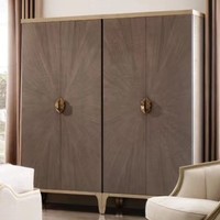 Ensemble de meubles de chambre à coucher de luxe haut de gamme en bois massif, style américain, design italien tendance, avec armoire assortie, taille King Size