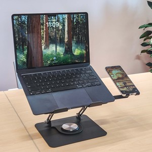 Soporte para Portátil 2025 con Hub USB y Soporte para Teléfono, de Acero al Carbono, Altura Ajustable, Portátil, con Puerto USB - Product Image 3
