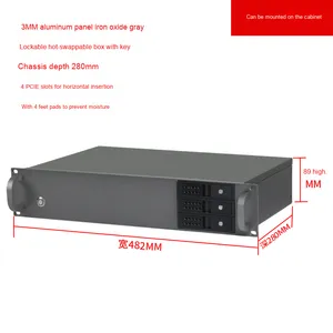 Telaio per Server 2U con <span class=keywords><strong>3</strong></span> slot per scheda madre <span class=keywords><strong>ITX</strong></span> a tutta altezza 4 con blocco profondo 280 Stock per <span class=keywords><strong>Computer</strong></span> industriale incorporato - Product Image 2