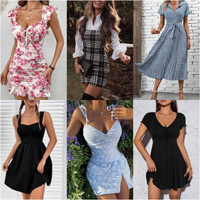 Lot de vêtements d'occasion pour femmes : Robes d'été, chemises, chemisiers, hauts en Polyester/Coton