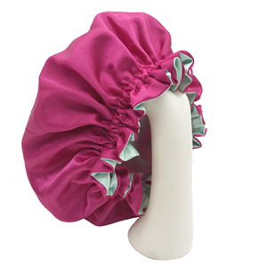 Grand bonnet de nuit en satin de soie double couche personnalisé avec logo, ajustable, pour maman et moi, idéal pour les cheveux longs et bouclés - Product Image 1