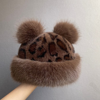 Chapeau Bob Hiver Chaud en Peluche Léopard Personnalisé pour Femme, Casquette de Ski et de Pêcheur Douillette et Moelleuse en Fausse Fourrure