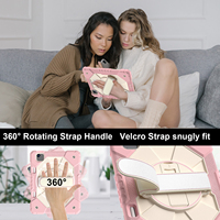 Étui robuste WESOROL pour iPad Air 11 M3 2025 M2 2024 avec support rotatif à 360°, sangle de main, bandoulière et porte-stylo, couleur or rose