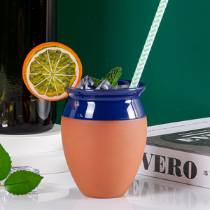 10oz azul con color marrón <span class=keywords><strong>artesanal</strong></span> hecho a mano Talavera Jarritos arcilla mexicana tazas de cerámica con logotipo personalizado - Product Image 5