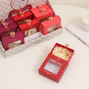 Customized Luxury Square Paperboard Drawstring <b>Gift</b> <b>Box</b> for Earrings Necklace Ring Jewelry Packaging - Product Image 6