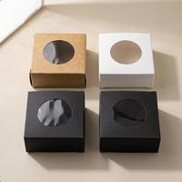 Scatola in Carta Kraft Ecologica Personalizzata con Finestra Rotonda, Pieghevole e Richiudibile, per Confezioni Regalo di Matrimoni e Compleanni