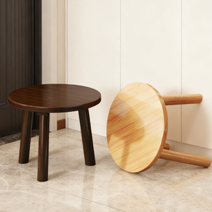 Taburete de Bambú Simple, Color Madera Natural, Reforzado y Estable, para Uso Doméstico, para Niños - Product Image 1