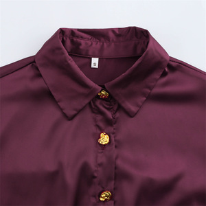 Manufactory Custom Style or Logo ODM Women Elegant <strong>Blouse</strong> Long Sleeve Shirt Women Casual Office Lady <strong>Gold</strong> Buttons <strong>Blouses</strong> Top - Product Image 3