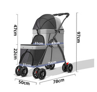 Poussette pliable et facile à transporter pour animaux de compagnie, double couche, pour plusieurs animaux
