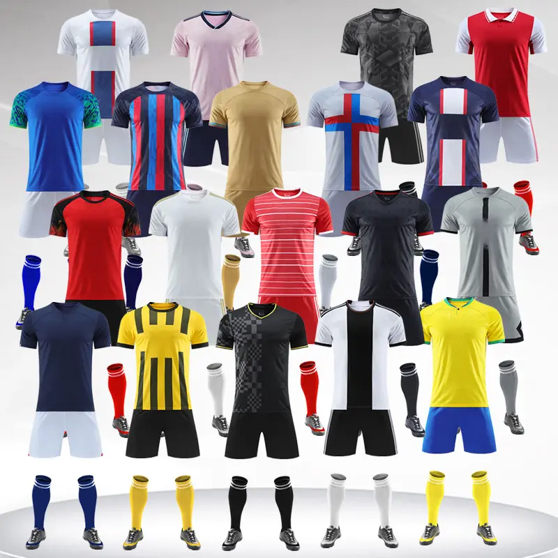 Camisa de futebol masculina de secagem rápida, roupa uniforme personalizada, kit de camisa de futebol de sublimação, roupa de futebol, novidade de 23 e 24 anos