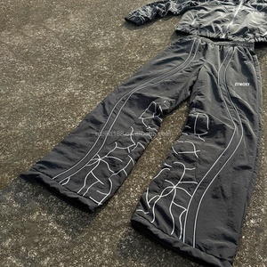 Custom Streetwear 3m Reflective Windbreaker Set Zip up <b>Pullover</b> <b>Jackets</b> and Nylon Track Pants Set Jogging Windbreaker Tracksuit - Product Image 4