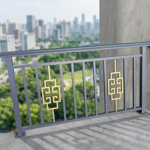 Balustrades de balcon réglables en aluminium, style chinois, à fixation au sol, résistantes à la rouille, clôture décorative en métal - Product Image 1