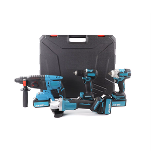 Kit d'Outils Industriels Professionnels sans Fil 4-en-1 avec Batterie Li-ion Comprenant Perceuse Meuleuse d'Angle <span class=keywords><strong>Marteau</strong></span> Clé Vente en Gros - Product Image 2
