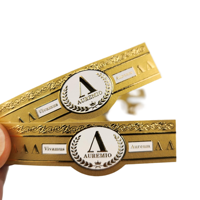 Étiquette d'emballage pour cerclage de cigare en papier doré, impression personnalisée de haute qualité pour marque privée