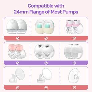 Kit de réglage de la taille des brides de 13/15/17/19/21 mm pour les inserts de tire-lait en silicone de 24 mm pour la plupart des pompes - Product Image 3