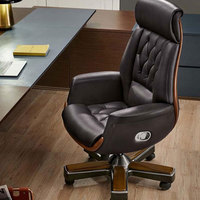 Chaise de bureau en cuir antique Chaise de direction Boos noire de luxe Chaise de bureau de PDG réglable classique
