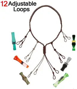 Duck Call Lanyard Paracord Hunting Goose Calls 12 Adjustable Loops Outdoor Predator Gear for Pheasant Waterfowl Braided Necklace