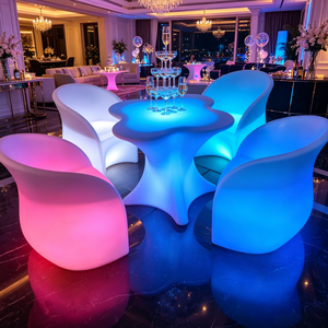 Mesas de <span class=keywords><strong>Bar</strong></span> Luminosas Modernas con Luces LED, Sillas con Diseño de Flor de Ciruelo, Resistentes al Agua IP65, Aptas para Hoteles, Restaurantes, Terrazas y Bares - Product Image 4
