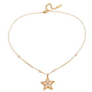 Collier pendentif étoile en acier inoxydable avec strass, étoile à cinq branches, bijou cadeau, pendentif tendance - Product Image 5