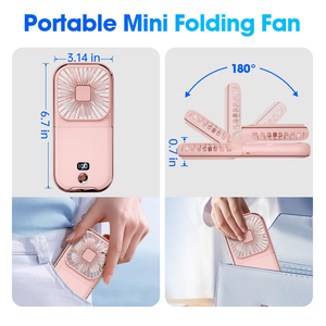 Ventilateur portable pliable à porter autour du cou, avec <span class=keywords><strong>batterie</strong></span> externe 3000 mAh, support de téléphone, pour <span class=keywords><strong>voiture</strong></span>, maison, extérieur, moteur sans balais en plastique - Product Image 4