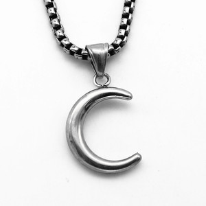 Yunnique – collier avec pendentif lune en acier inoxydable, bijoux unisexes à la mode, couleur argent, chaîne 316L, breloque pour un usage quotidien - Product Image 1