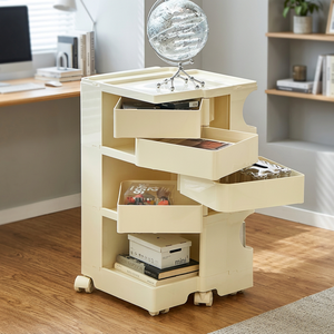 Moderno Gabinete de Almacenamiento Giratorio de Plástico para Salón de Belleza, con Diseño de Múltiples Niveles, Portátil, para Sala de Estar, Salón de Belleza, Almacenamiento de Maquillaje - Product Image 4