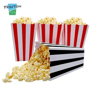 Printon Personnalisez les grands seaux à pop-corn classiques à rayures blanches et rouges durables de 32oz 64oz, tasses à pop-corn