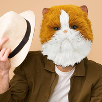 Masque de chat en peluche, costume réaliste de chaton mignon, masque intégral pour la tête, costume de chat en fourrure fantaisie pour Halloween, carnaval, fête